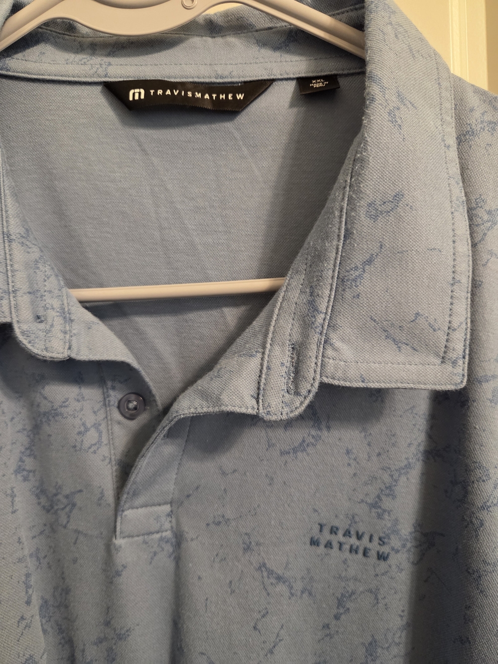 Travis Mathew Sky Blue Micro-Pattern Polo - Picture 2 of 4